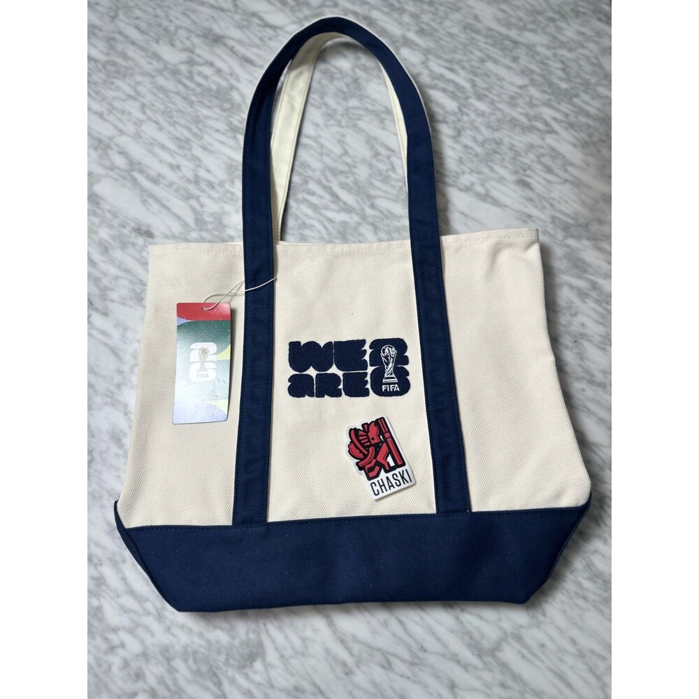 Official FIFA World Cup 26 We Are 26 Canvas Tote Bag Navy Blue Cream NEW